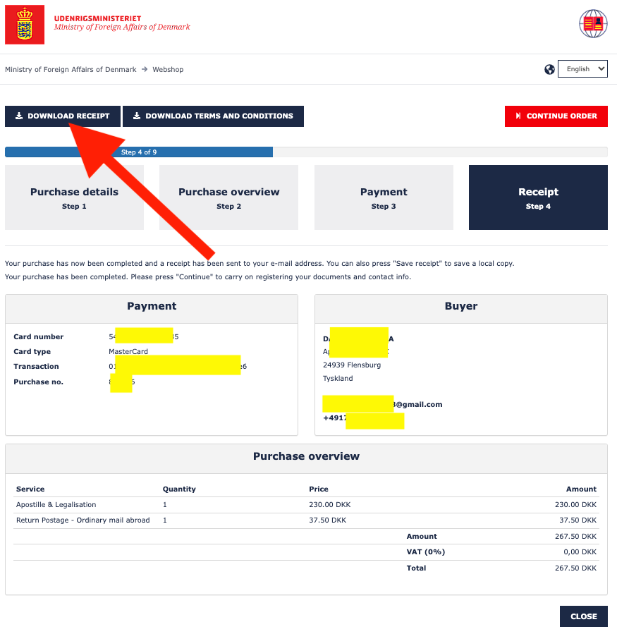 receipt quittung
